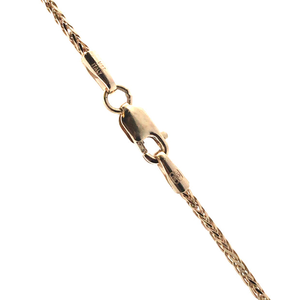 14Kt Yellow Gold 18" 1mm Diamond Cut Wheat Chain With Lobster Clasp