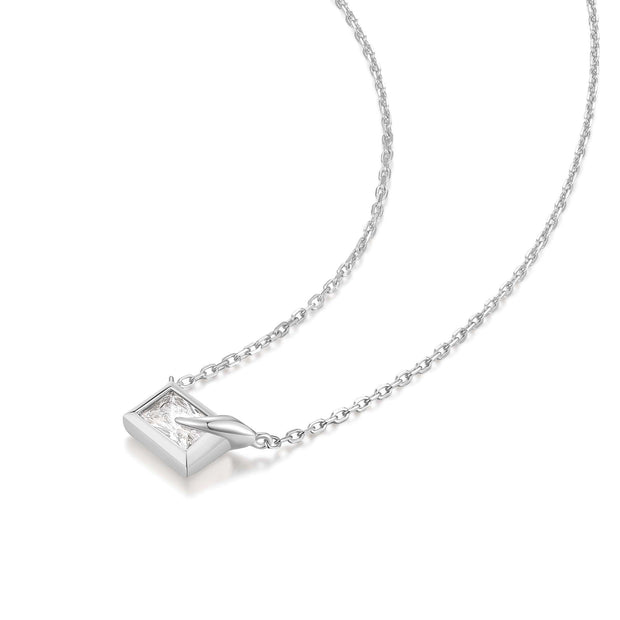Sterling Silver Sparkling Bezel-Set CZ Necklace