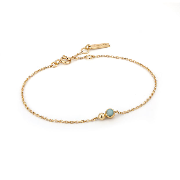 Sterling Silver Yellow Gold Plated Orb Amazonite Chain Bracelet
