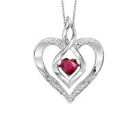 Sterling Silver Rhythm Of Love Heart Necklace With 1 Round Diamond .03