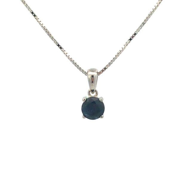 Sterling Silver Birthstone Sapphire Pendant .67tw