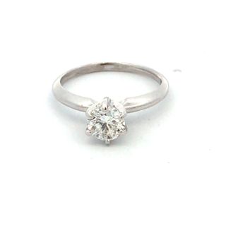 14 Karat White Gold Ring Prong Set With One Approx .85Br I1I Size 6.75 And Weighing 2.8 GramsRETAIL 3999   ESTATE 1999