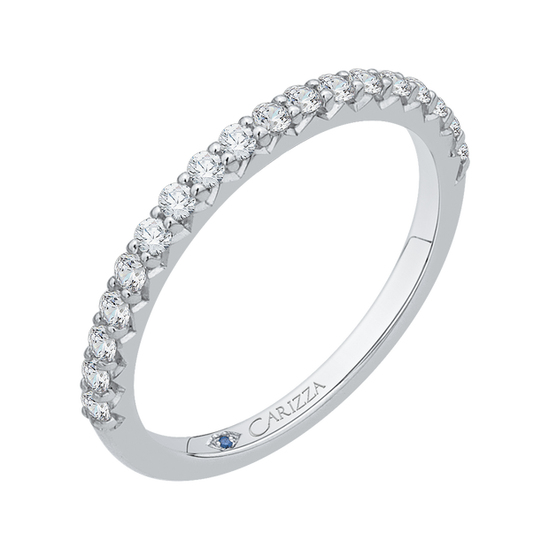 14Kt White Gold Carizza Diamond Wedding Band With 19 Round Prong Set Diamonds .31Ct TDW VS1 GH