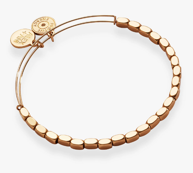 Yellow Tone Rectangular Bead Sterling Silver Bangle