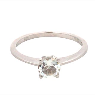 Sterling Silver Birthstone Ring With 1 Round White Topaz .62tw