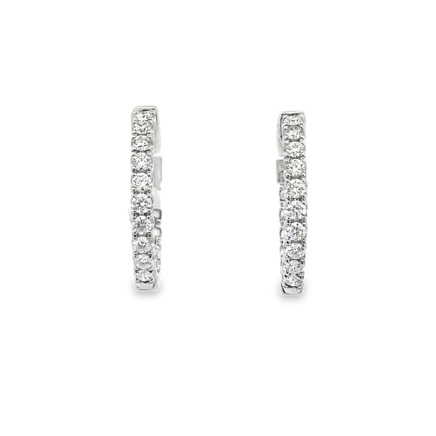 Lady's White 14 Karat Diamond Hoop Earrings With 26 = 1.00Tw Round G/H