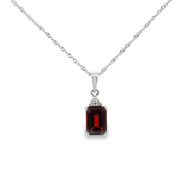 Lady's White 14 Karat Garnet Pendant Length 18 With One = 1.77Ct Emera