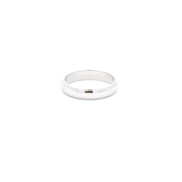 14 karat white gold 3.5mm band finger size 4.50 and weighs 2.4 grams.RETAIL 469   ESTATE 239