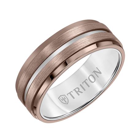 8mm Brown and Silver Tungsten Band