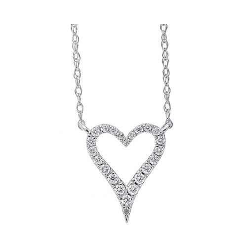 10KT White Gold  Diamond Heart Pendant With 23 Round Diamonds .10tdw H
