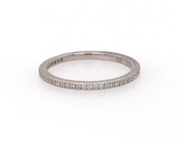 18Kt White Gold Thin Diamond Wedding Band With 39 Round Prong Set Diamonds .16Ct Vs1 G.  Goes With Engagement Ring 100-665