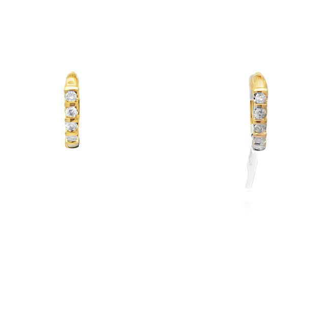 Lady's Yellow 14 Karat Diamond Prong Set Hoop Earrings With 5 = 0.50Tw