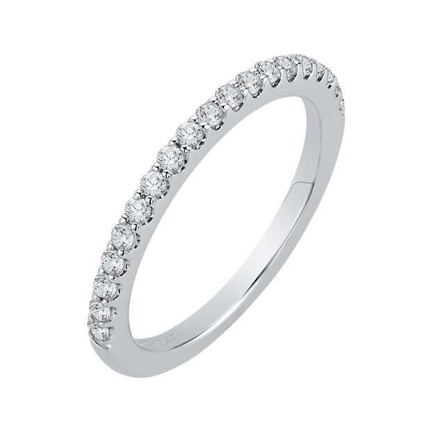 14Kt White Gold Carizza Wedding Band with 20 Round Prong Set Diamonds .28Ct TDW VS1 GHgoes with 100-1159