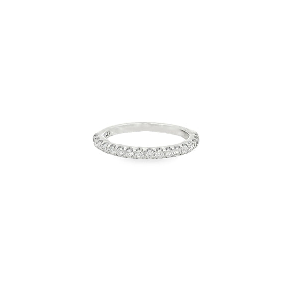 Vintage 14Kt White Gold Wedding Band Prong Set With 17 Natural Round B