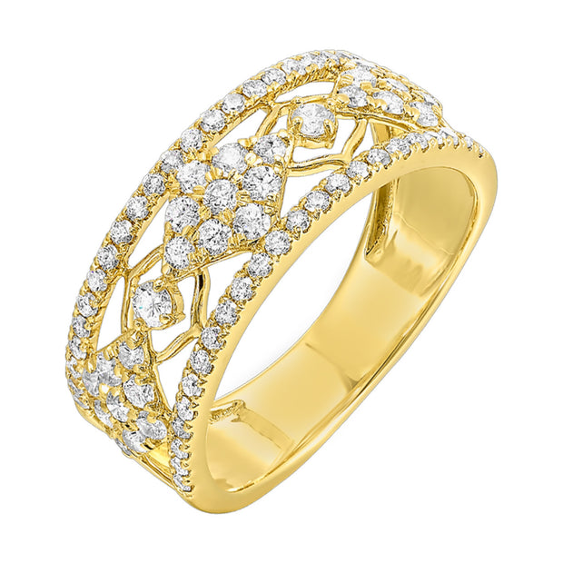 14kt Yellow Gold Diamond Fashion Ring With 75 Round Diamonds .75tdw H/