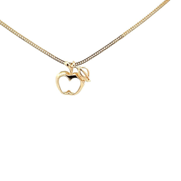 14 Karat Yellow Gold Chain 18 Inches Long With A Sliding Apple Pendant