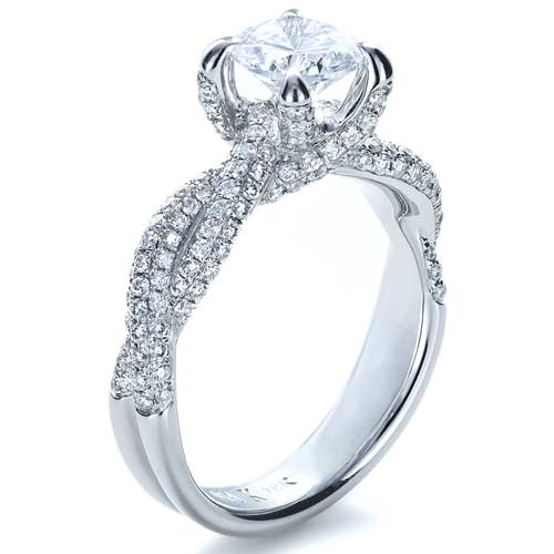 18K White Gold Semi Mtg. Set With . Cz  Center And 192-Round Brilliant Cut Diamonds With A Total Weight Of .85Ct, Vs-2 Quality And G Color. that goes with wedding band 110-507