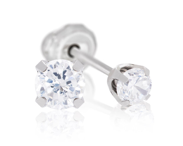 14Kt White Gold 3mm Cz Piercing Studs