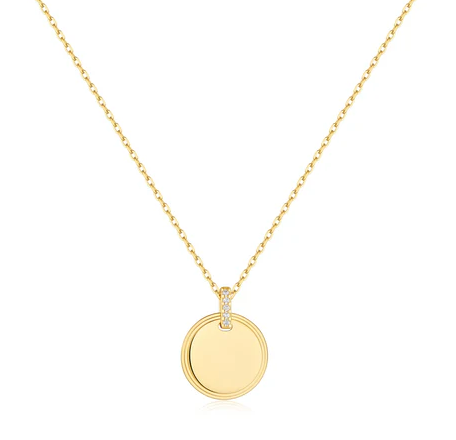 Sterling Silver Yellow Gold Disc Pendant With CZ Bail