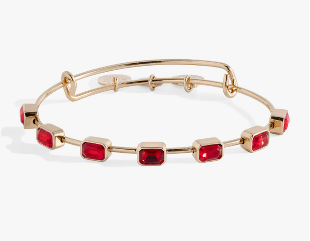 July Birthstone Emerald Cut Crystal Yellow Tone Bangle