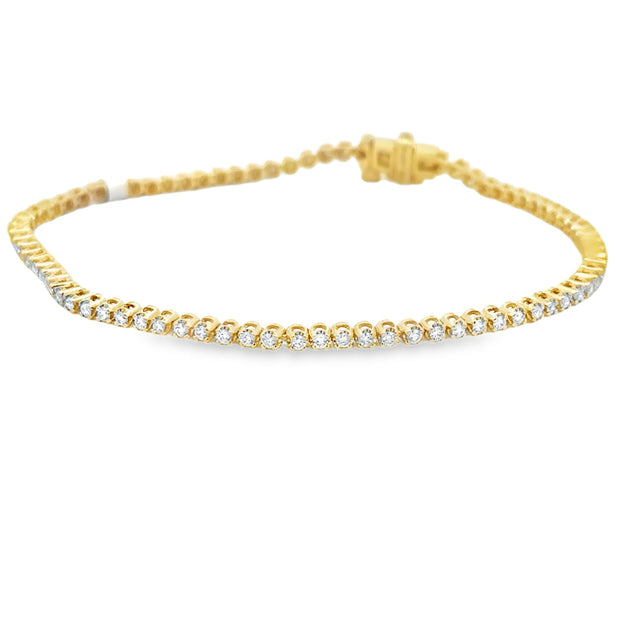 Lady's Yellow 14 Karat Diamond Tennis Bracelet Length 7.25 With 82 = 1