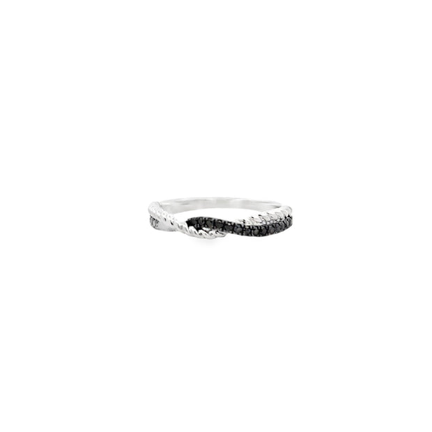 14k White Gold Natural Diamond Fashion Ring With 21 Black Diamonds at