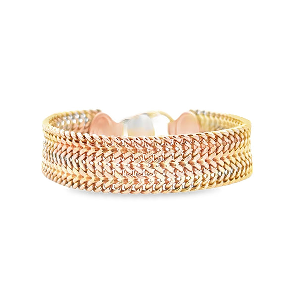 Vintage 14Kt Yellow Gold Woven Bracelet 13.5Mm Wide And Seven Inches L