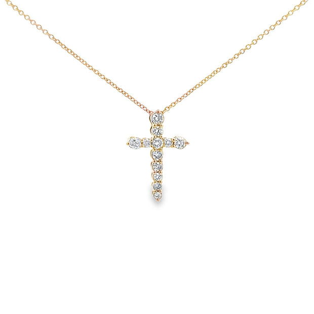 10k Yellow Gold Natural Diamond Cross Pendant With12 Diamonds At 0.37