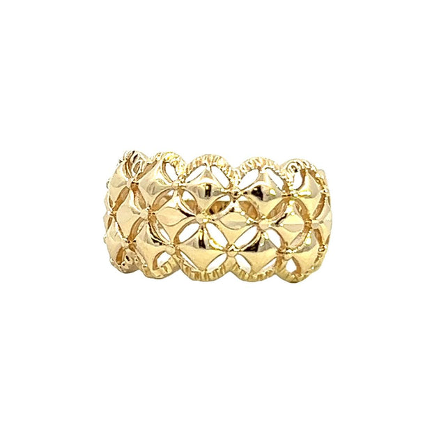 14 Karat Yellow Gold Ring Measuring 11.68Mm At The Top Of The Ring Tap